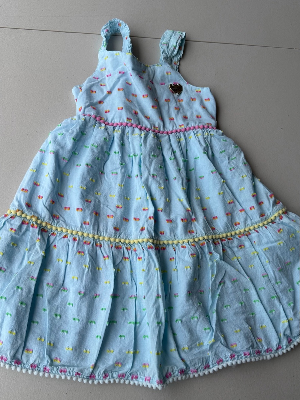 Juicy Couture Light Blue Tiered Sundress with Multicolor Embroidery
